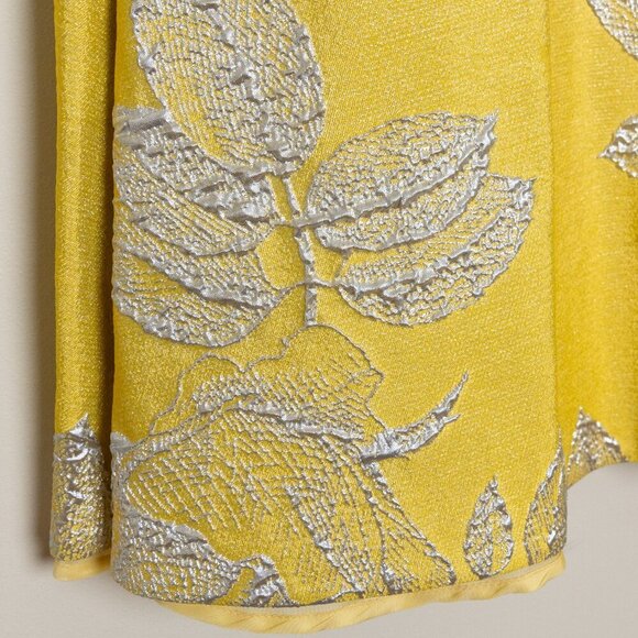 Mandi Line Jacquard Dress Lace Up Top Midi Skirt Set Embellished Yellow XS/S - Picture 13 of 15